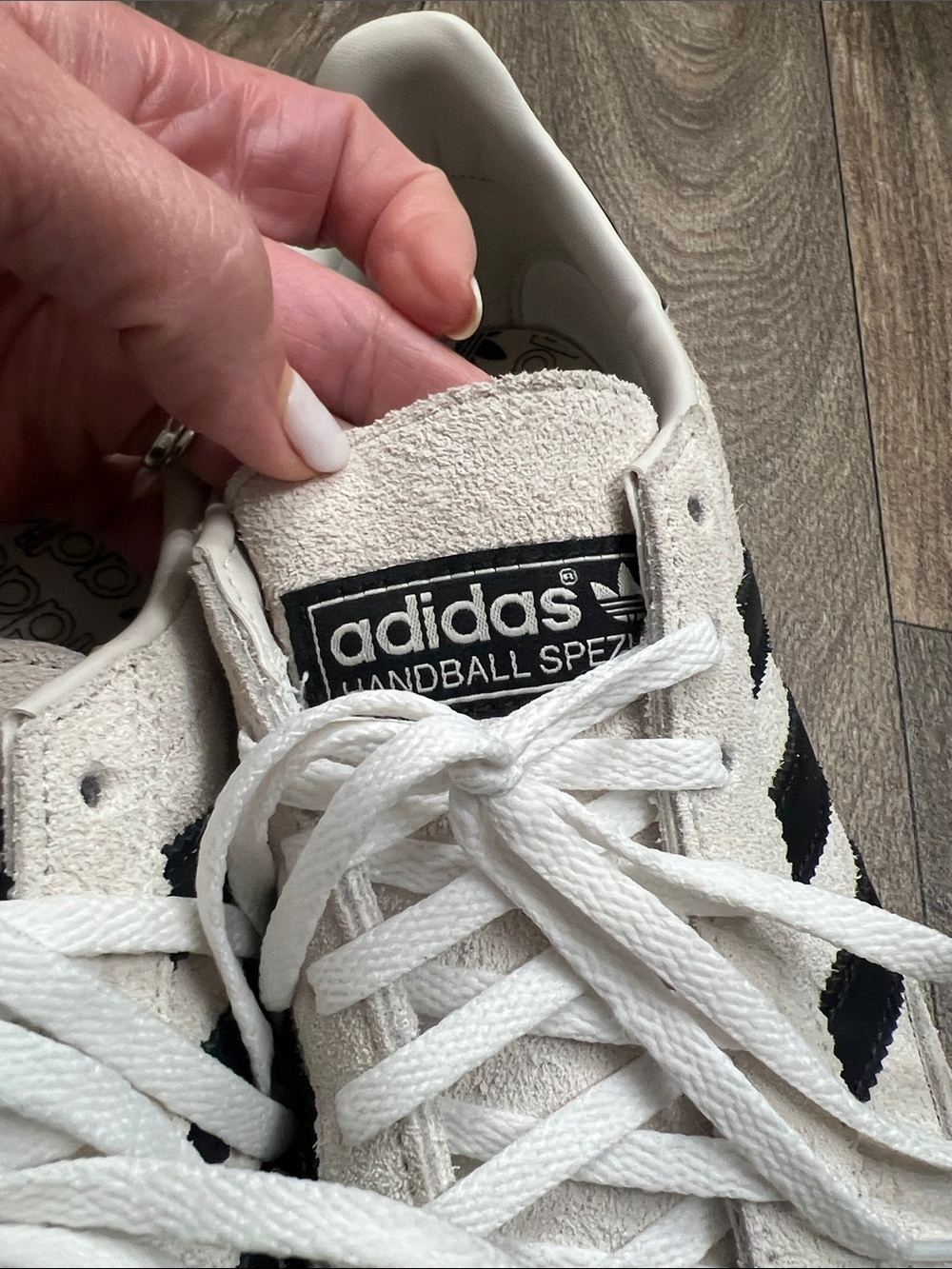 Adidas Spezial Off-White Suede Sneakers with Black Stripes and Gum Sole - Picture 5 of 11